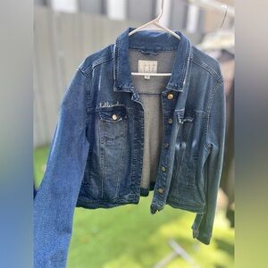 Classic Blue Denim Jacket with Hello Sunshine Embroidered Detail